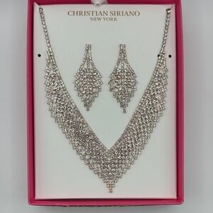 Christian Siriano New York Pave Rose Gold Necklace and Earring Set